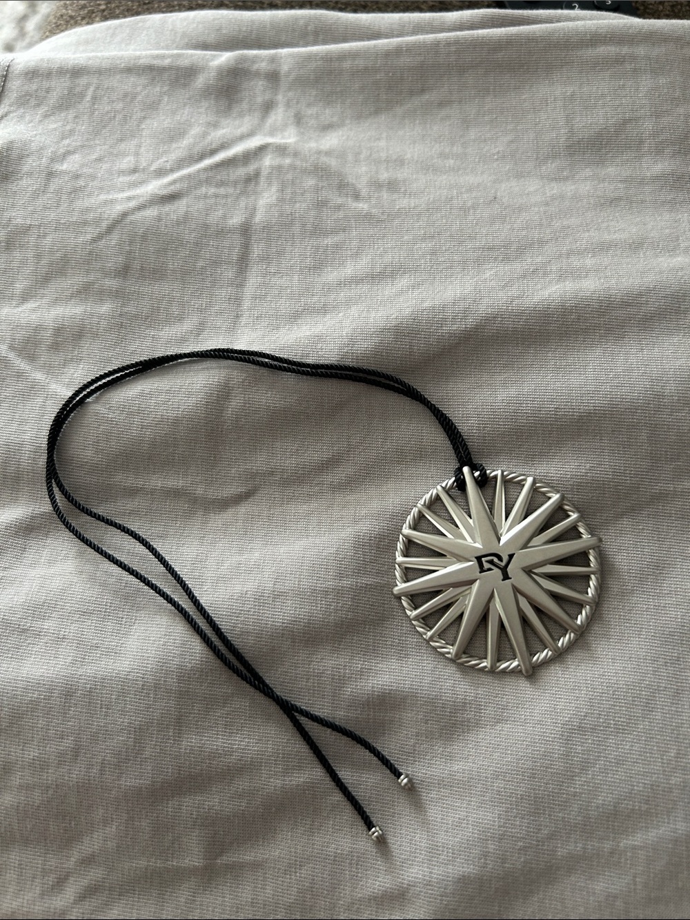 David Yurman STARBURST Silver Pendant on Black Cord